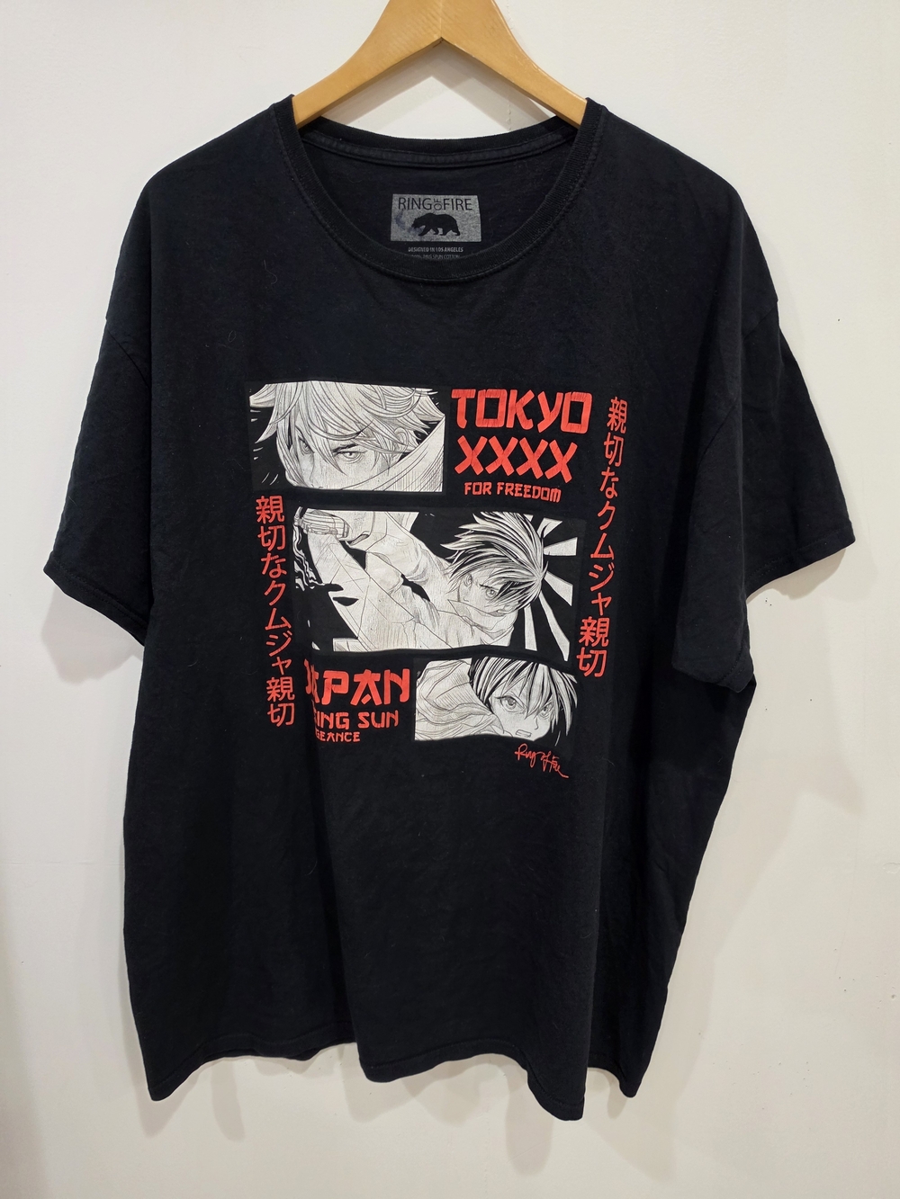 Ring Of Fire Tokyo Graphic Black Men's T-Shirt Size XL